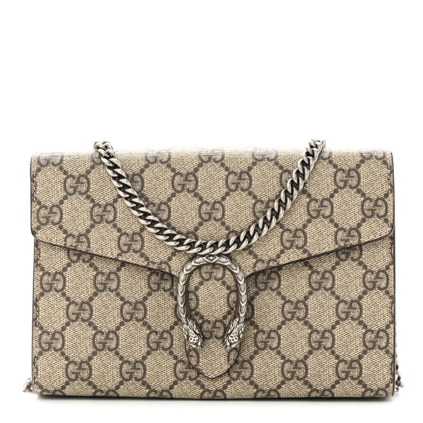GG Supreme Monogram Mini Dionysus Chain Wallet Beige Vulcanic Red