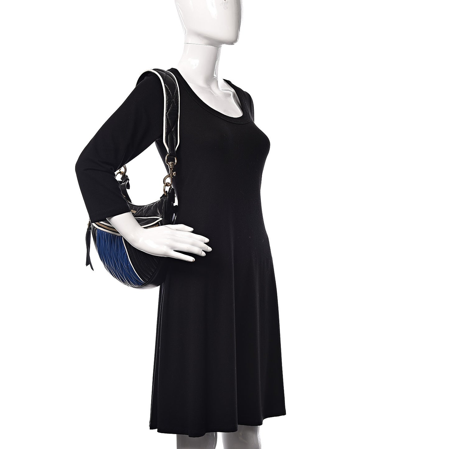 Nappa Matelasse Rider Shoulder Bag Black Blue