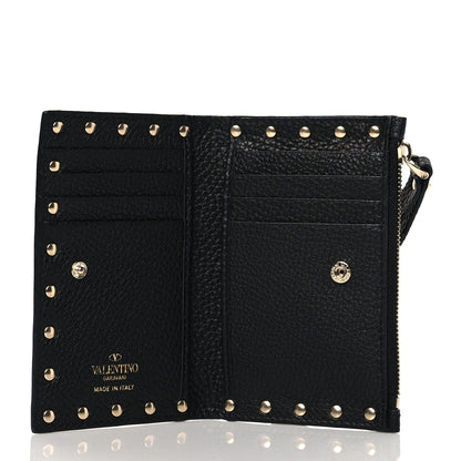 Valentino Garavani Grainy Calfskin Rockstud Coin Purse Card Holder Black 5 of 9