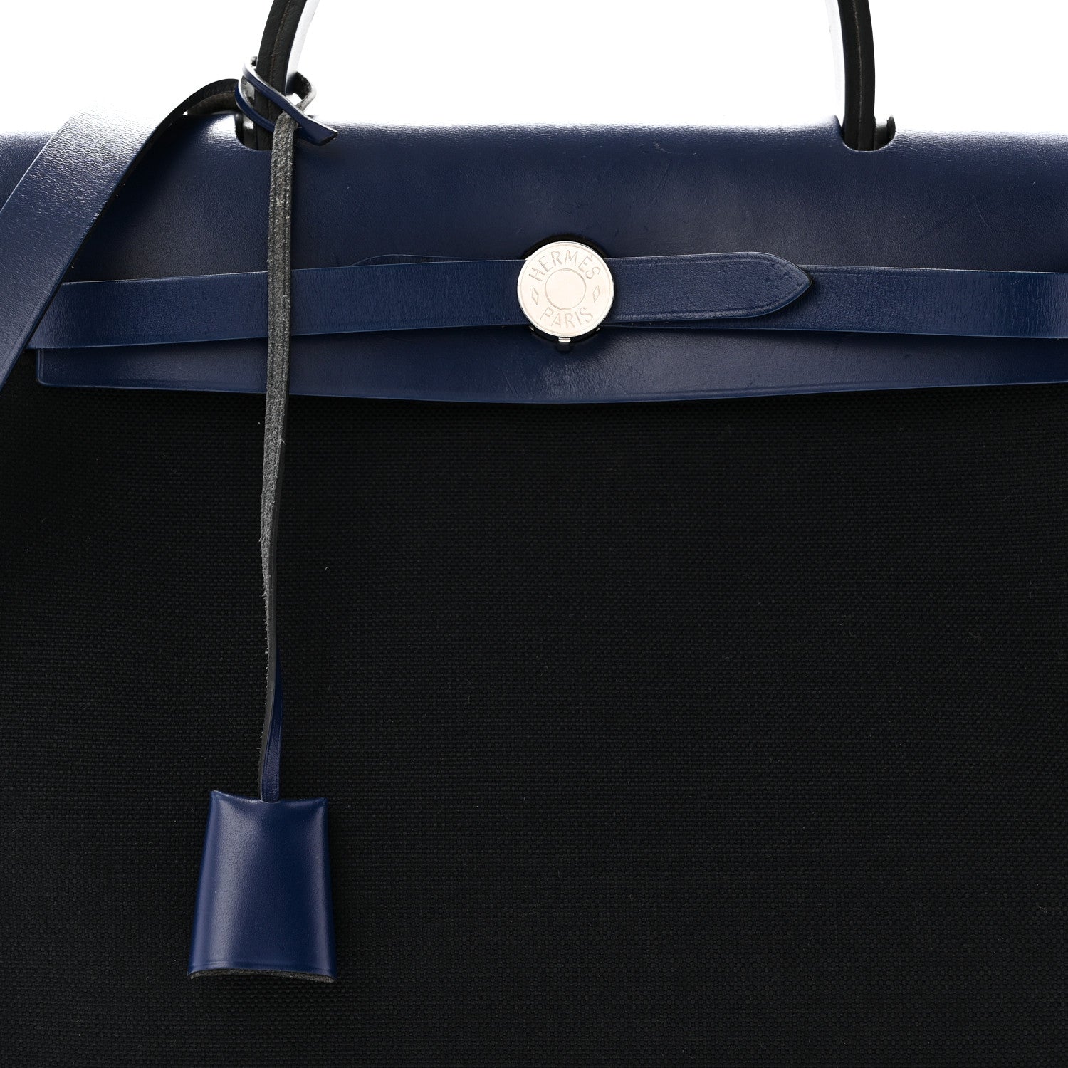 Hermes Military Toile Vache Hunter Herbag Zip 31 PM Black Bleu Saphir 9 of 12