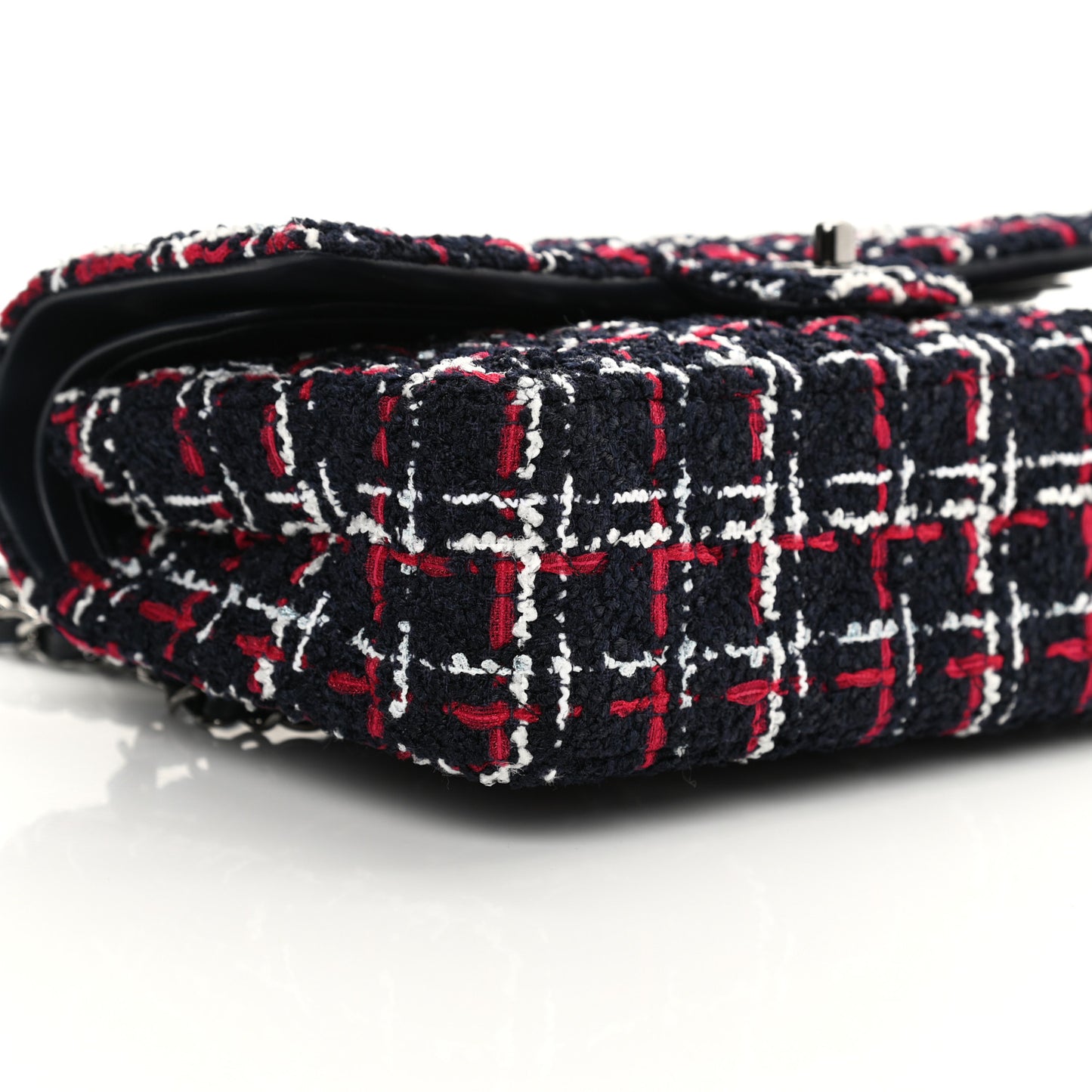 Tweed Quilted Medium Double Flap Navy White Red