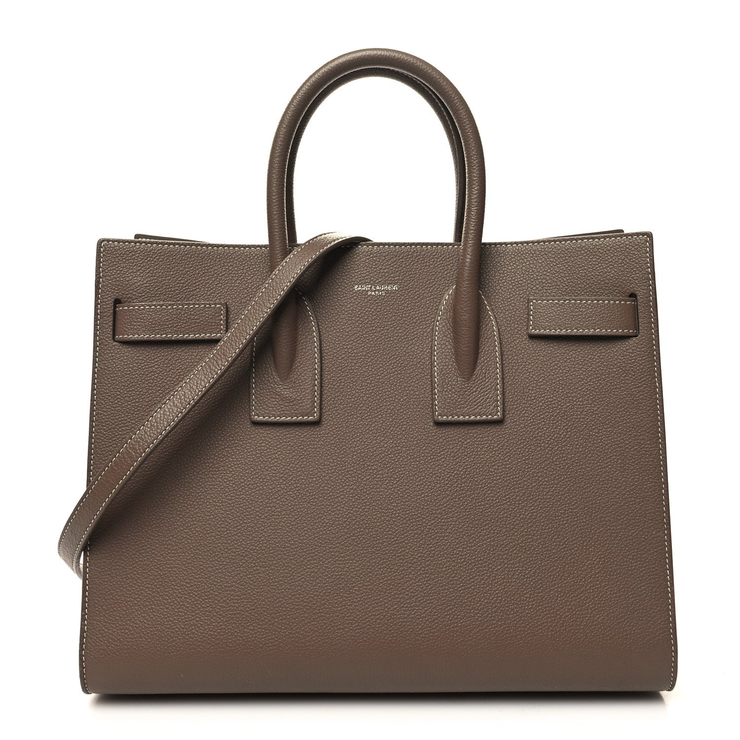 Saint Laurent Grained Calfskin Topstitch Small Classic Sac De Jour Taupe 1 of 22