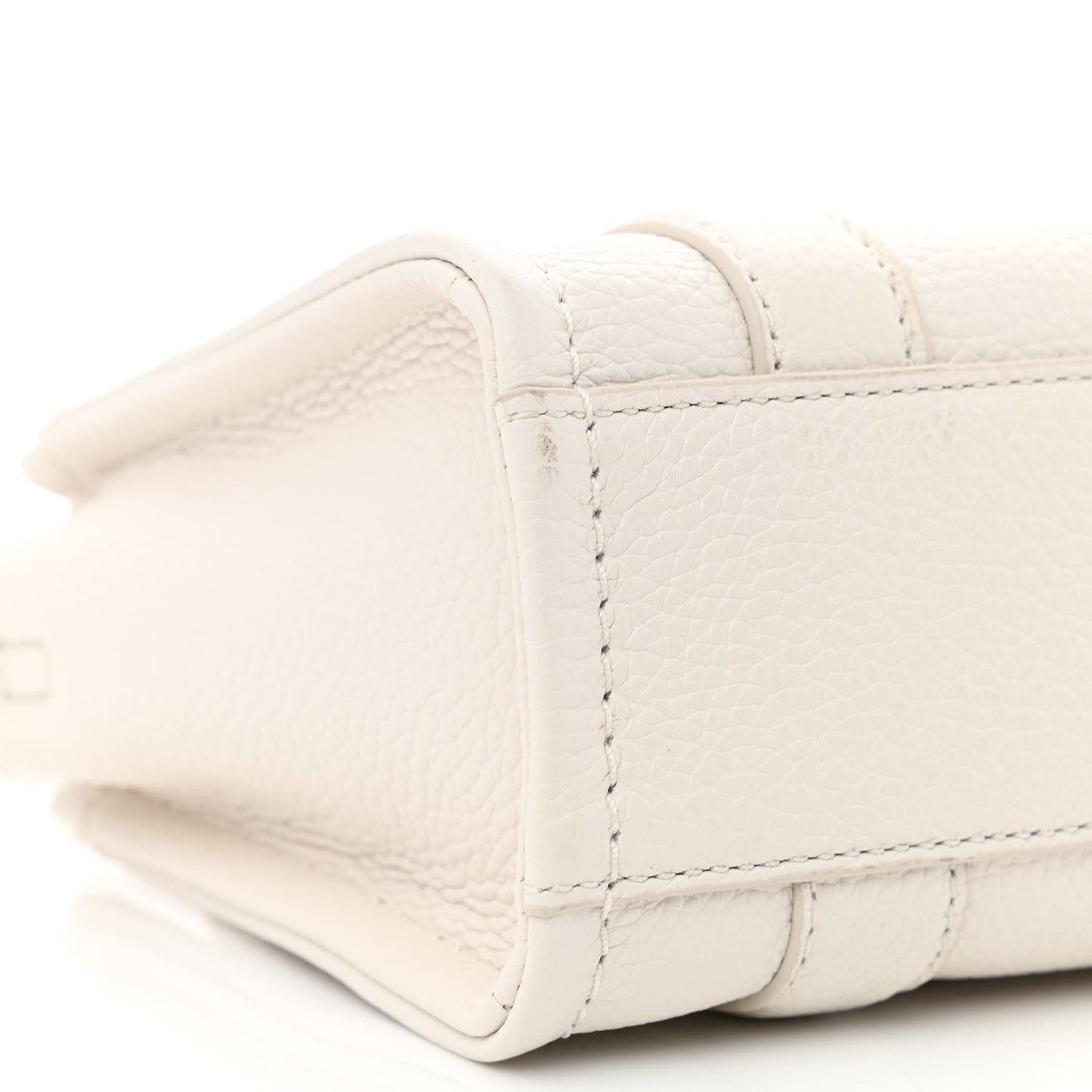 Grained Calfskin Micro The Tote Bag Cotton Silver