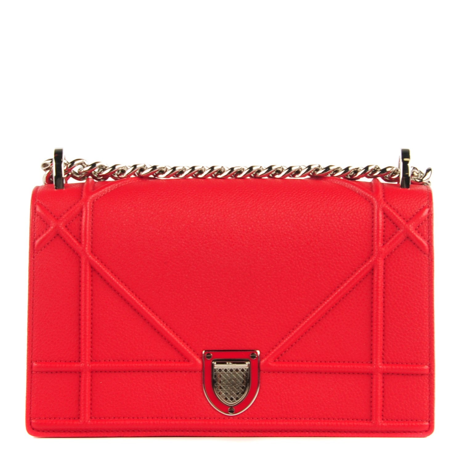 Christian Dior Grained Calfskin Small Diorama Flap Bag Red 1 of 8