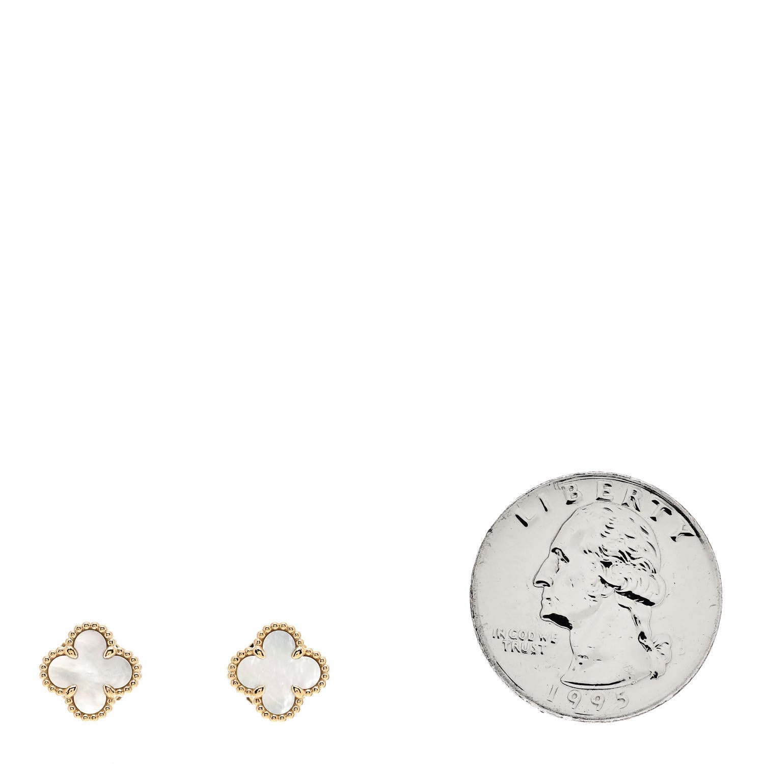 Van Cleef & Arpels 18K Yellow Gold Mother of Pearl Sweet Alhambra Earrings 2 of 5