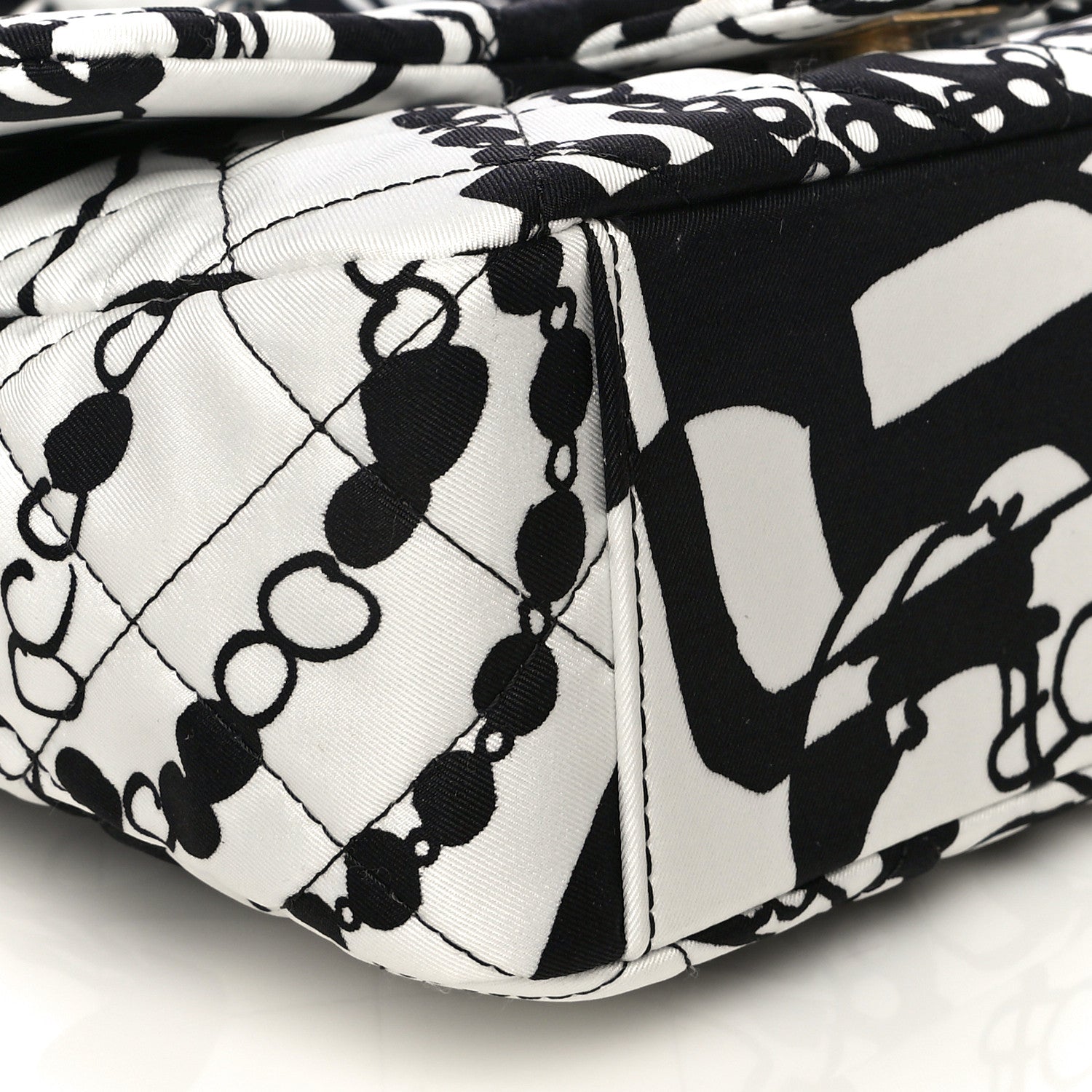 Chanel Canvas Printed Deer Coco Mini Single Flap White Black 12 of 14
