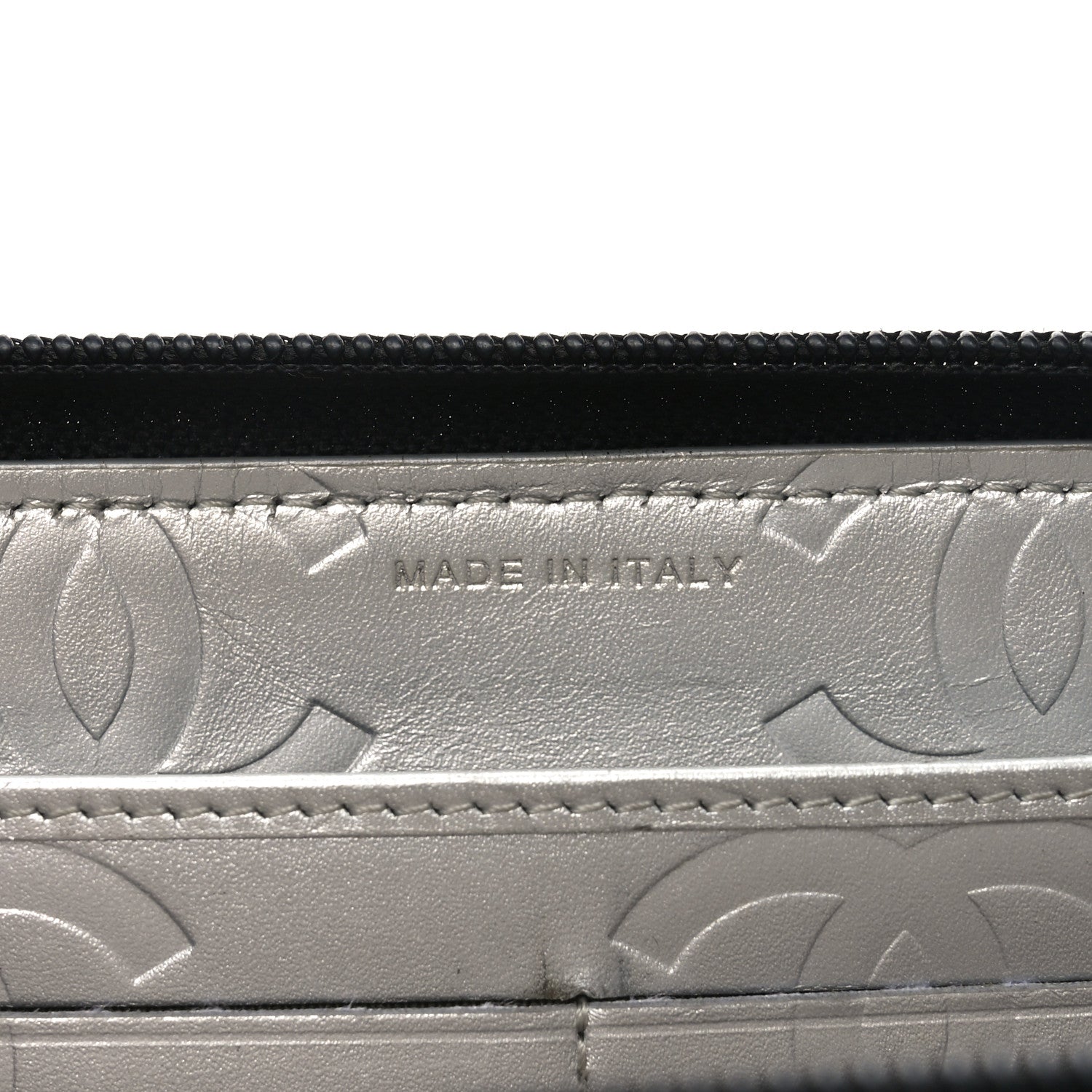 Chanel Calfskin Quilted Cambon Large Gusset Zip Around Wallet Black Silver 7 of 7