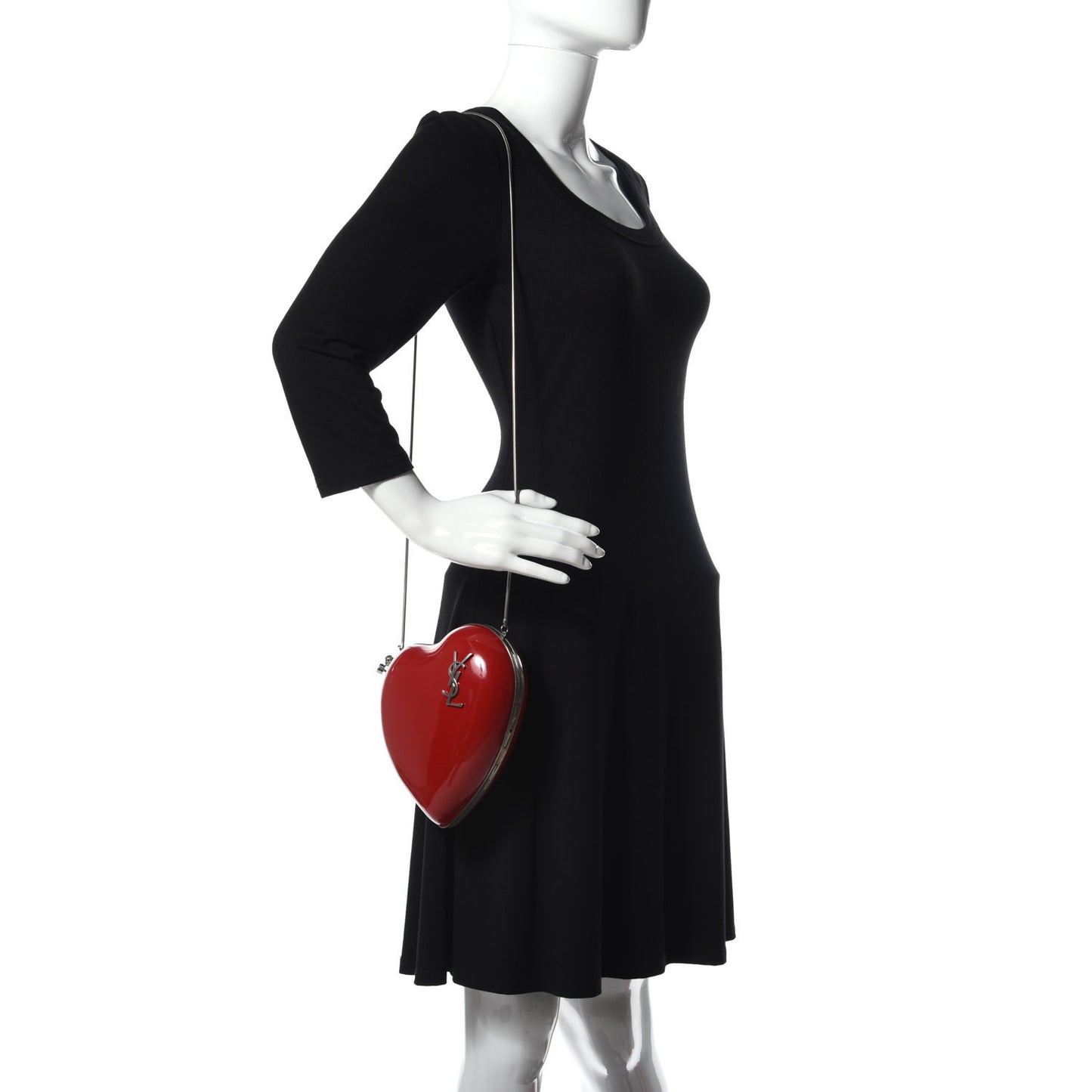 Smooth Calfskin Heart Monogram Love Box Crossbody Red