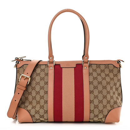 Gucci Monogram Vintage Web Medium Top Handle Bag Pink 1 of 11
