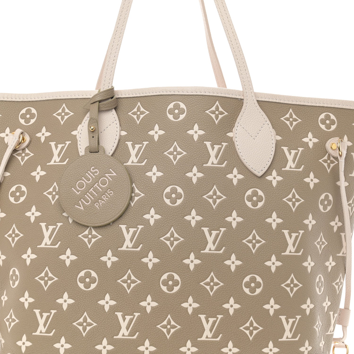 Louis Vuitton Empreinte Monogram Spring In The City Neverfull MM Kaki Beige Cream 7 of 9
