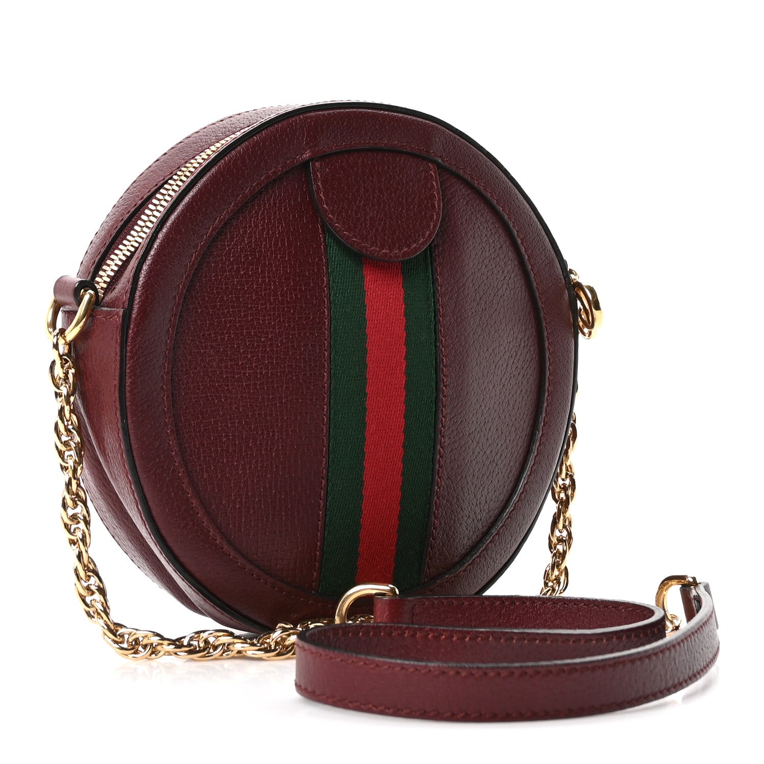 Gucci Soft Textured Calfskin Web Mini Ophidia Round Shoulder Bag Vintage Bordeaux 3 of 10