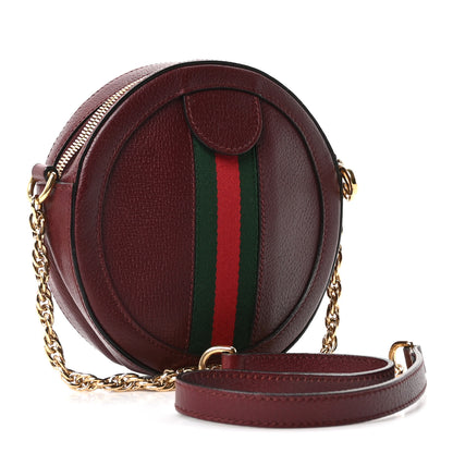 Gucci Soft Textured Calfskin Web Mini Ophidia Round Shoulder Bag Vintage Bordeaux 3 of 10