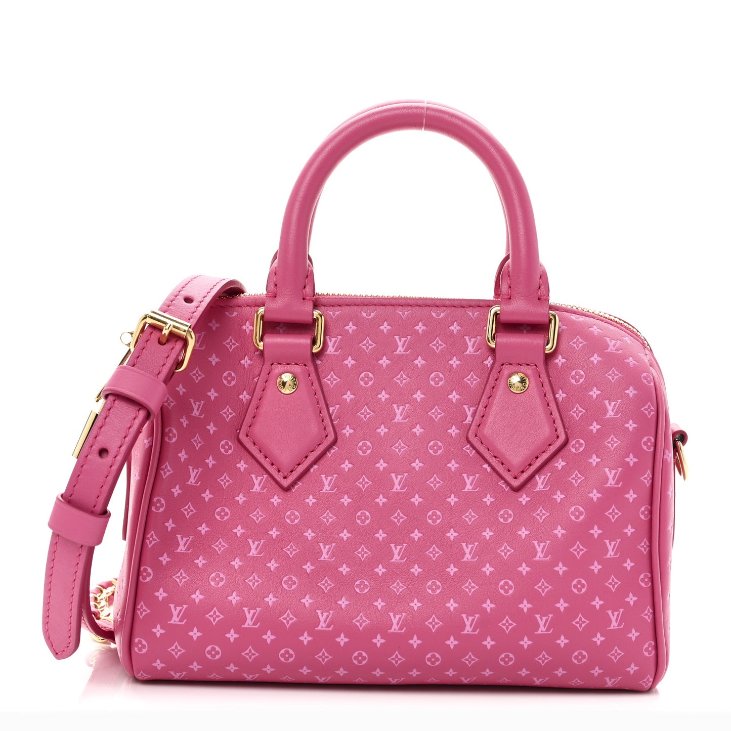 Calfskin Nanogram Embossed Speedy Bandouliere 20 Rose