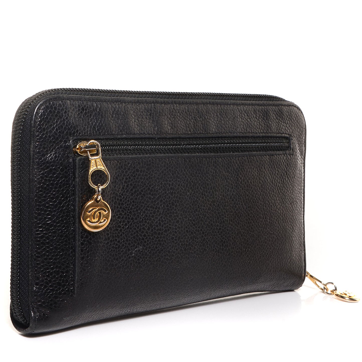 Caviar Large Timeless CC Zip Around Wallet Black