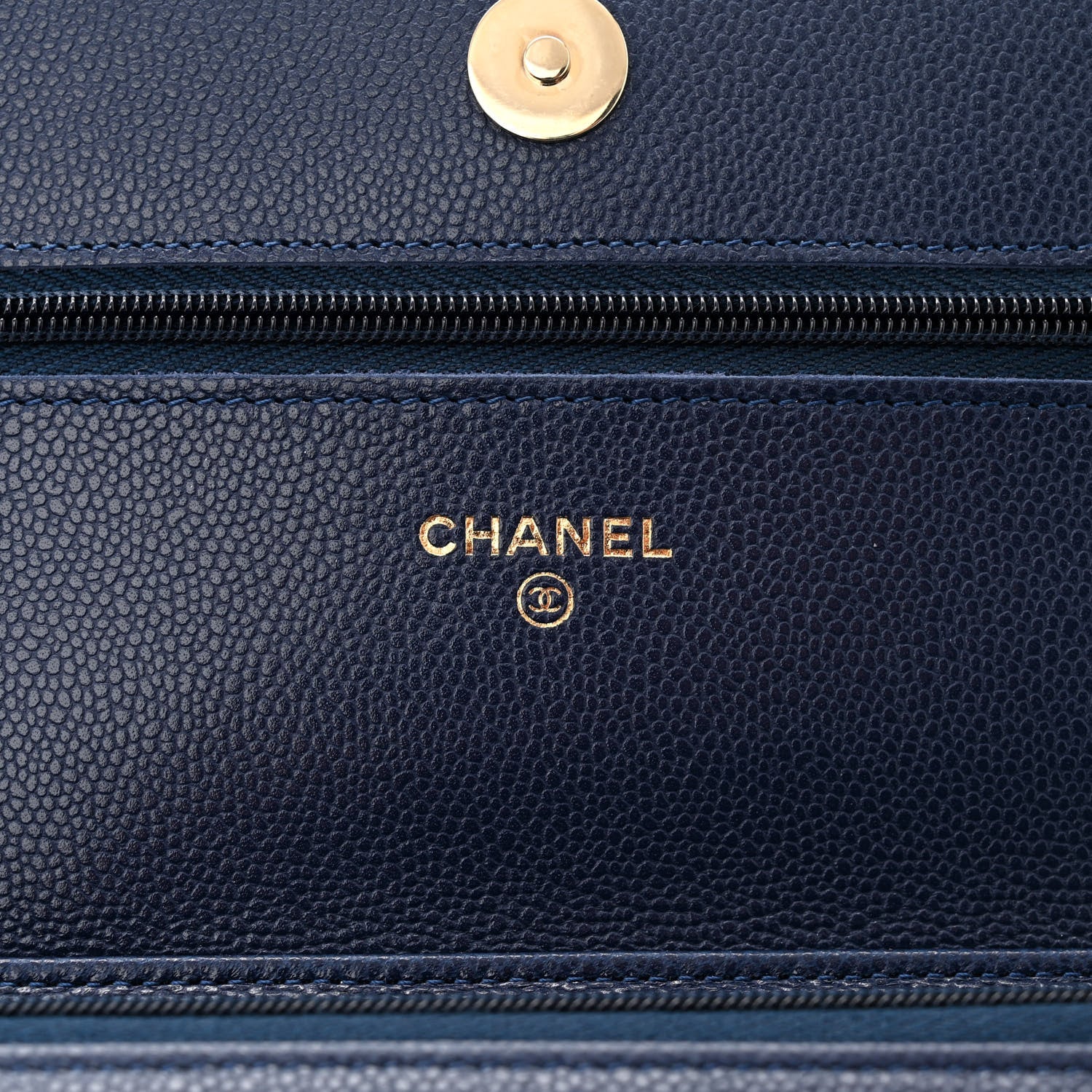 Chanel Caviar Quilted Wallet on Chain WOC Navy Blue 6 of 11