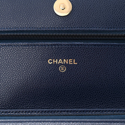 Chanel Caviar Quilted Wallet on Chain WOC Navy Blue 6 of 11