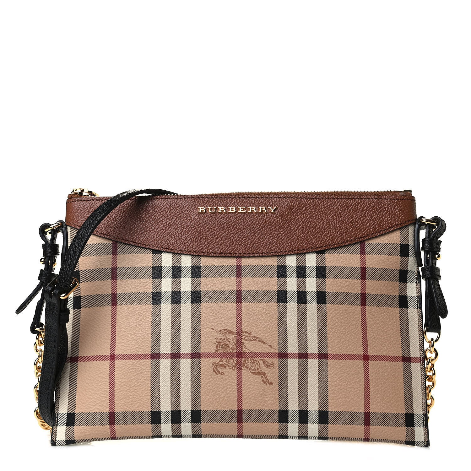 Burberry Haymarket Check Peyton Crossbody Clutch Bag Toffee 1 of 4