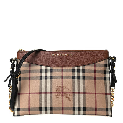 Burberry Haymarket Check Peyton Crossbody Clutch Bag Toffee 1 of 4