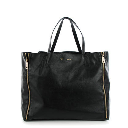 Celine Lambskin Horizontal Zipper Gusset Cabas Black 1 of 7