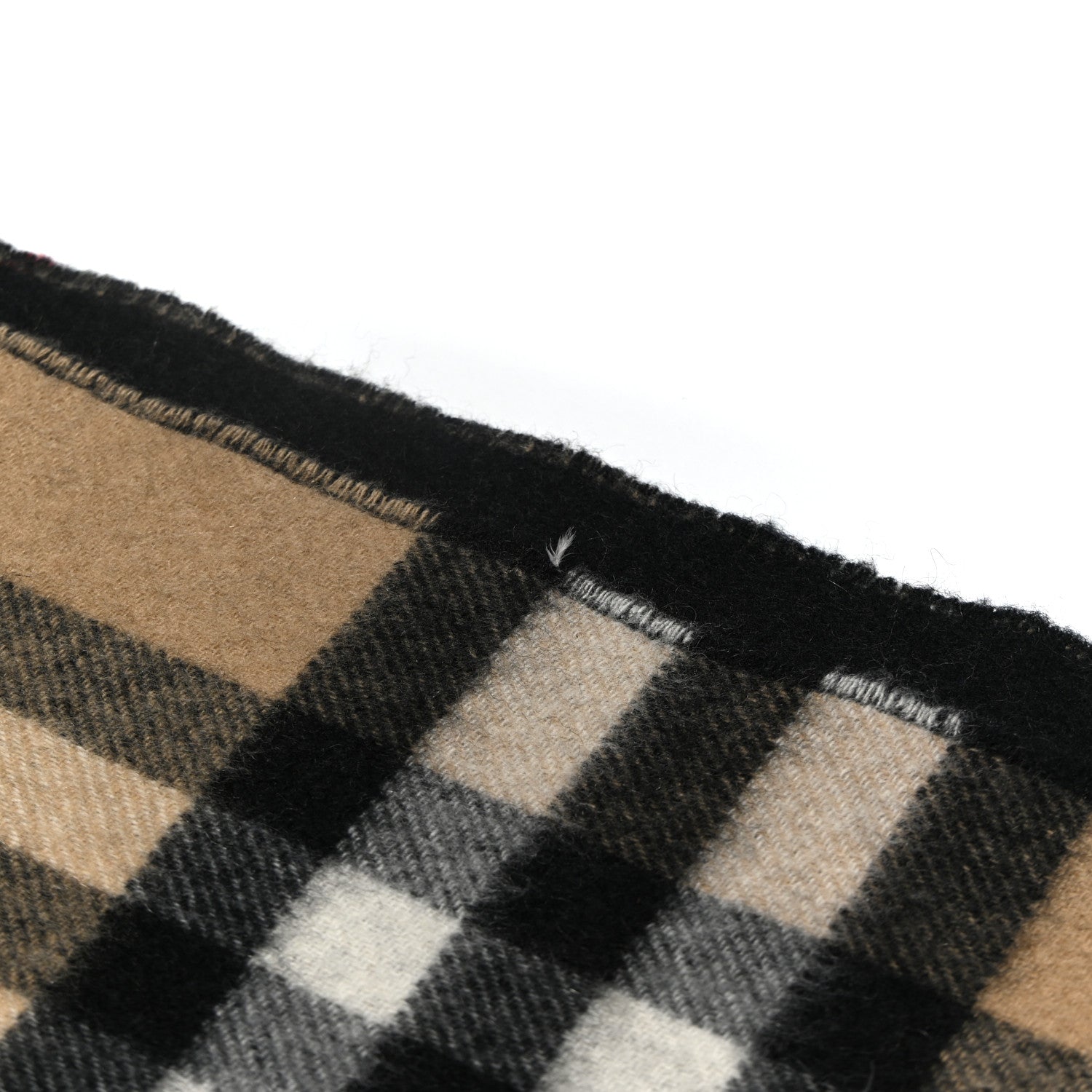 Burberry Cashmere Giant Check Fringe Scarf  Archive Beige Black 4 of 4