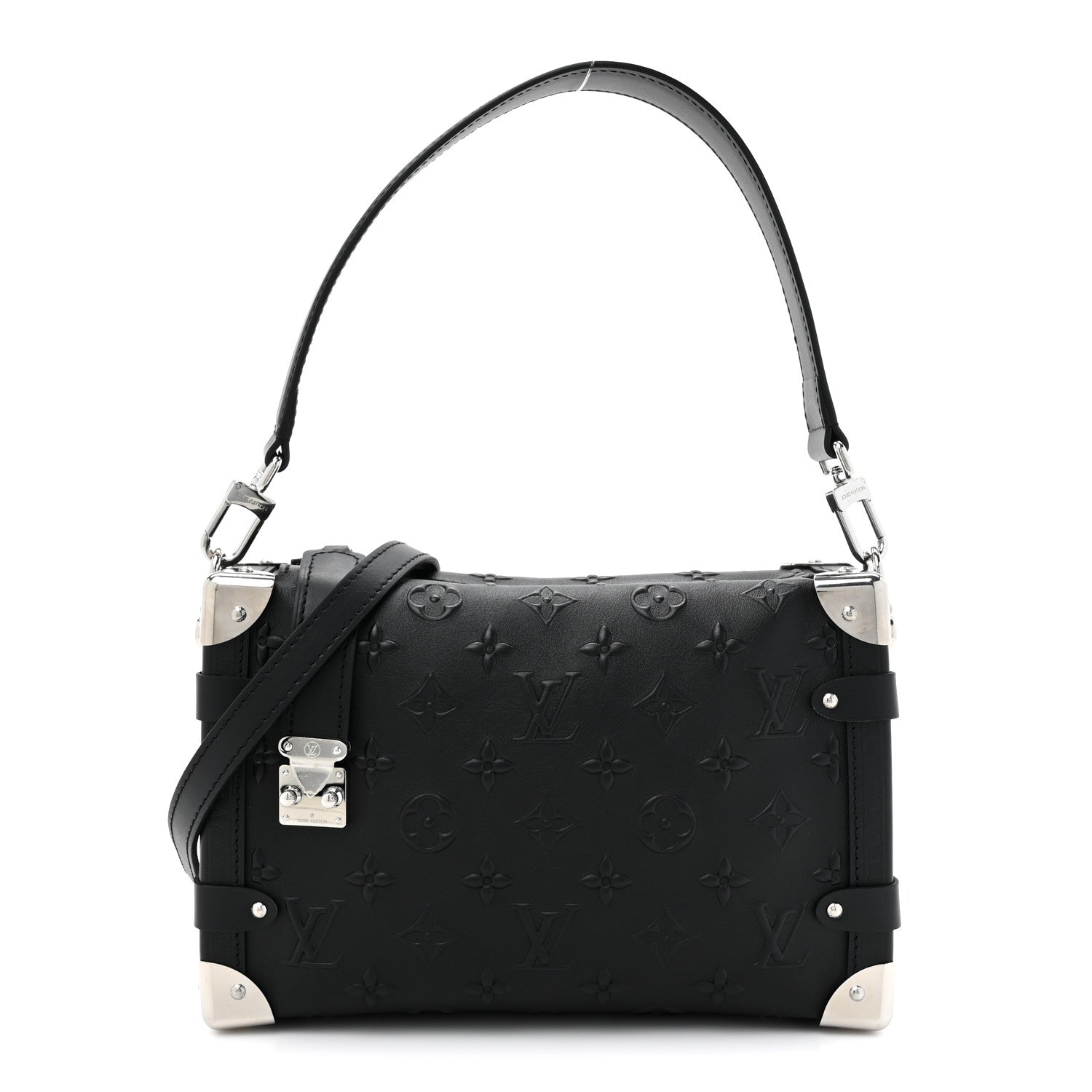 Louis Vuitton Calfskin Debossed Monogram Side Trunk Black 1 of 9