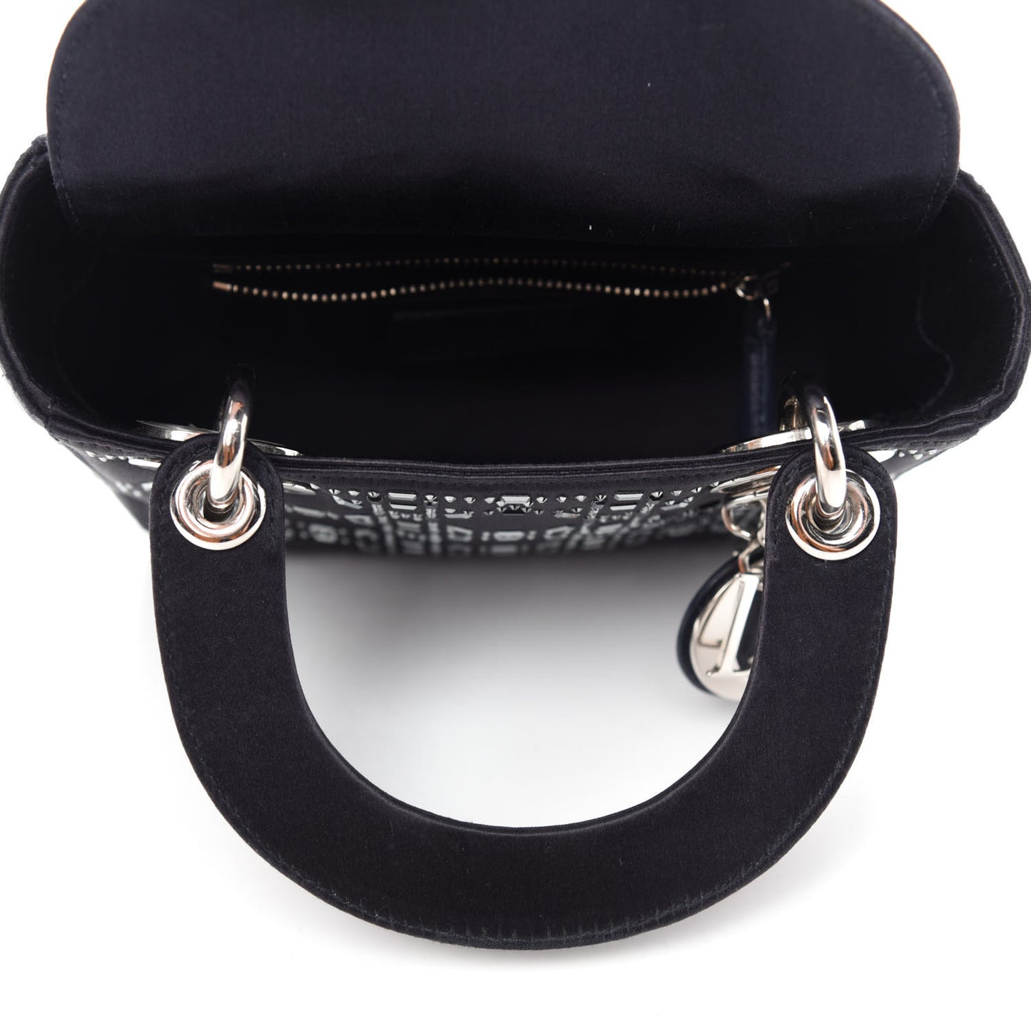 Satin Crystal Cannage Mini Lady Dior Navy
