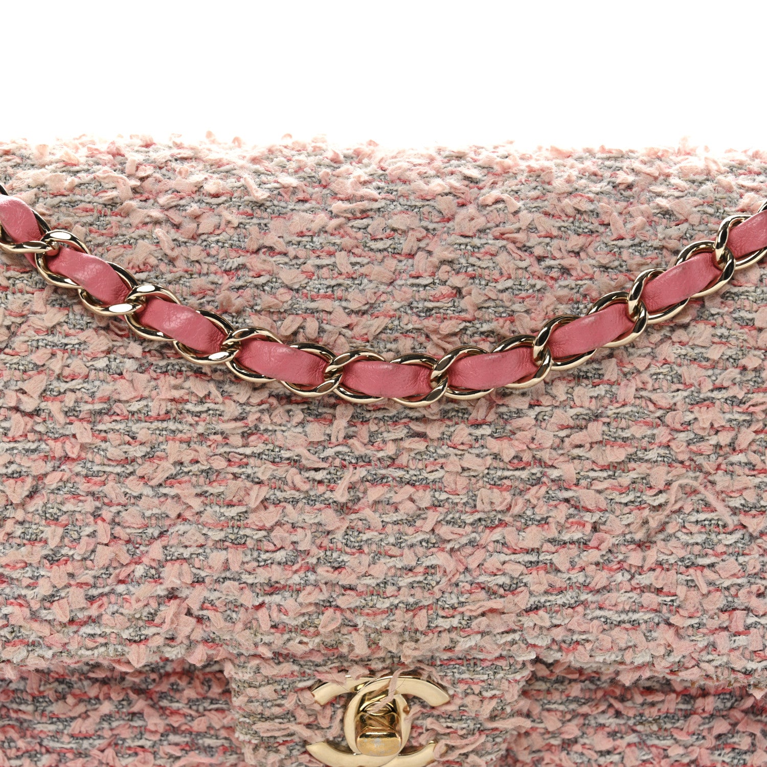 Chanel Tweed Medium Double Flap Pink 13 of 23