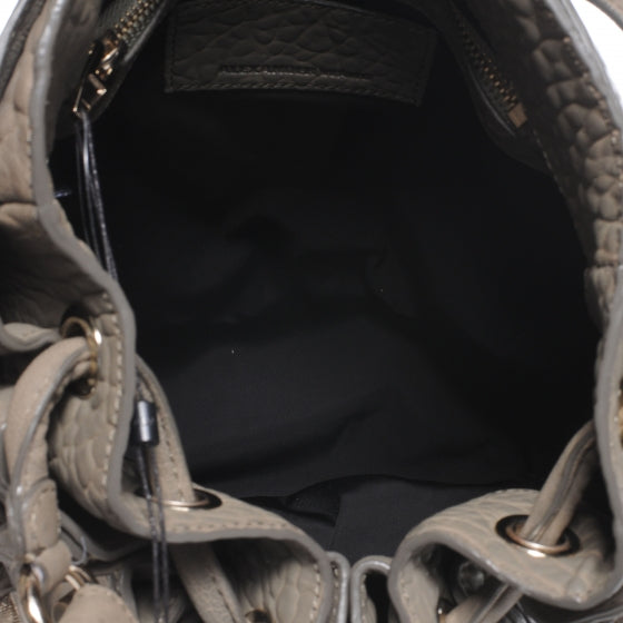 Leather Diego Bucket Bag Granite