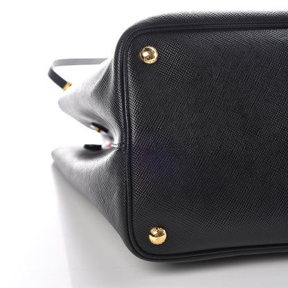 Prada Saffiano Cuir Large Double Bag Black Fuoco 5 of 18