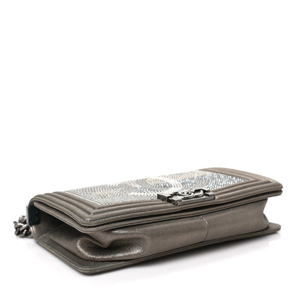 Chanel Iridescent Calfskin Quilted Strass Medium Paris Dallas Boy Flap Dark Khaki 4 of 7