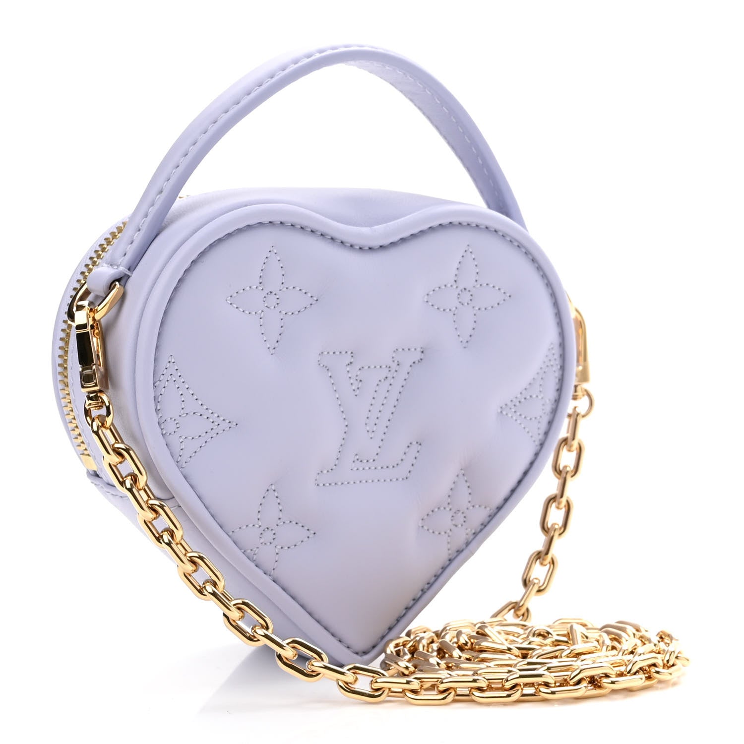 Louis Vuitton Calfskin Embroidered Monogram Pop My Heart Bag Pouch Lilac 3 of 9