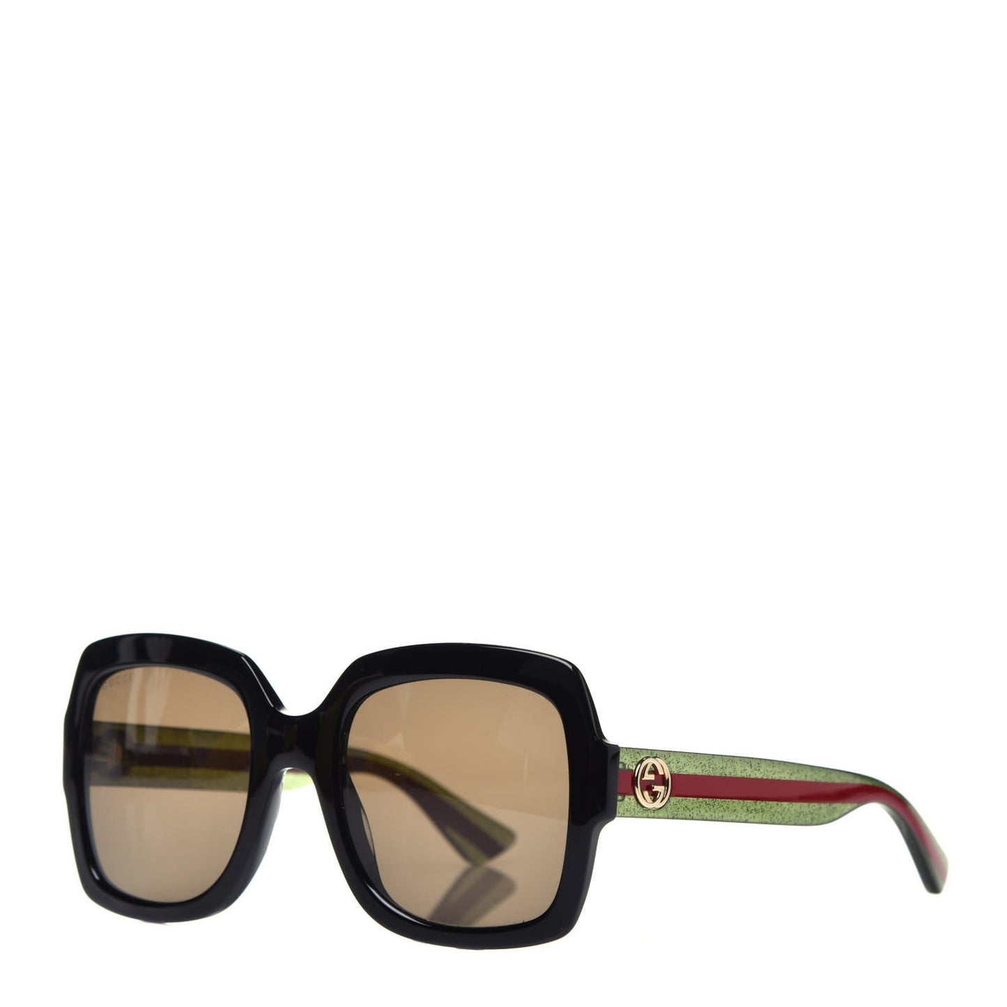Acetate Square Frame Web Glitter Sunglasses GG0036S Black Green