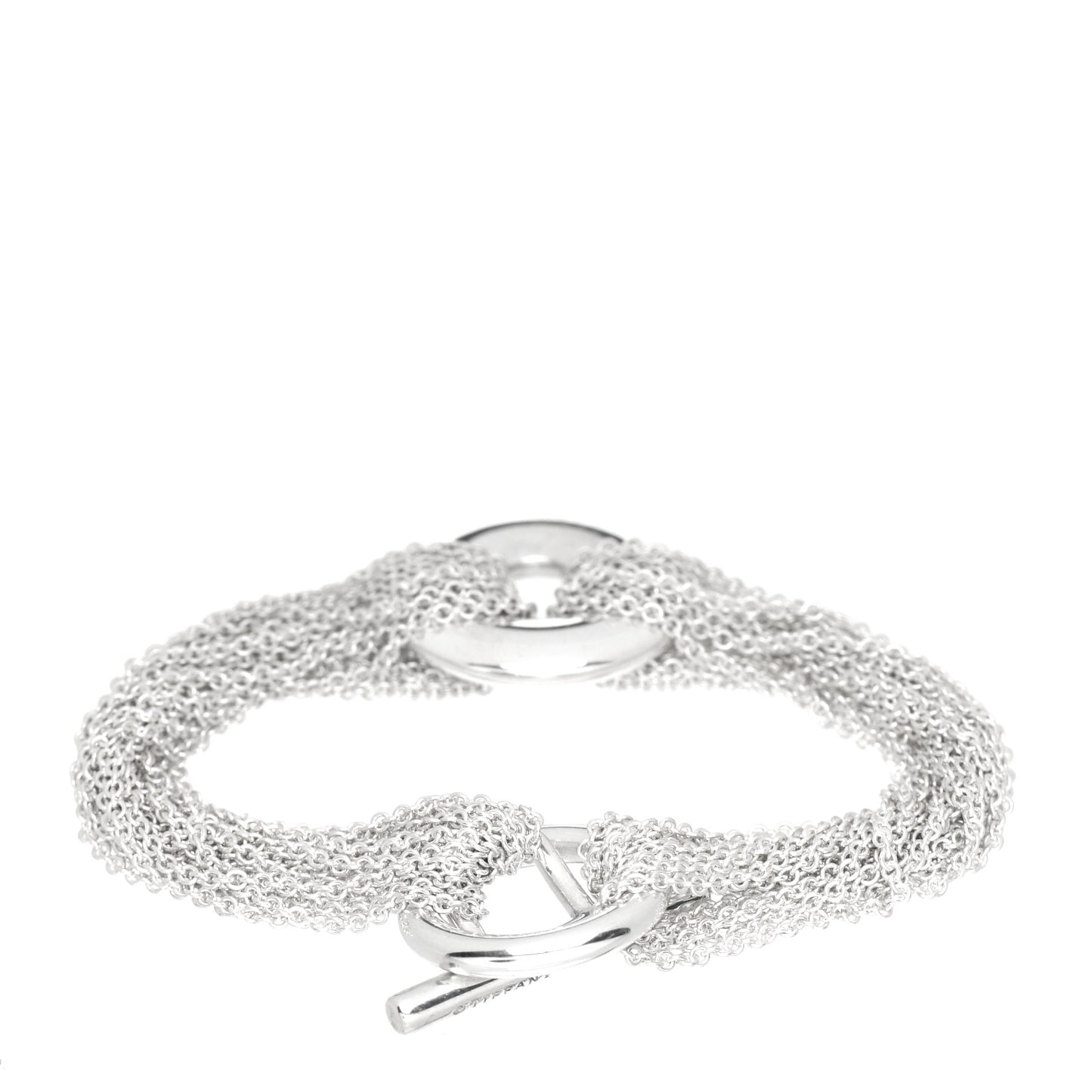 Sterling Silver Multi-Chain Circle Toggle Bracelet