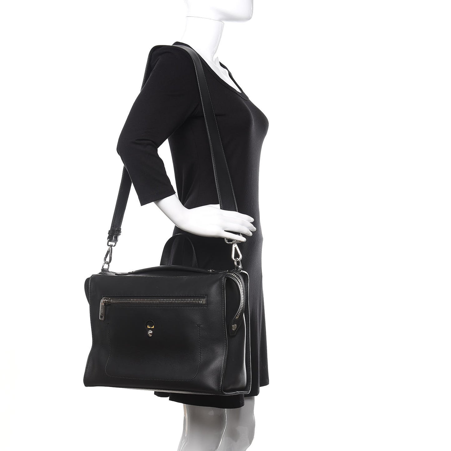 Calfskin Monster Eyes Lui Urban Briefcase Black