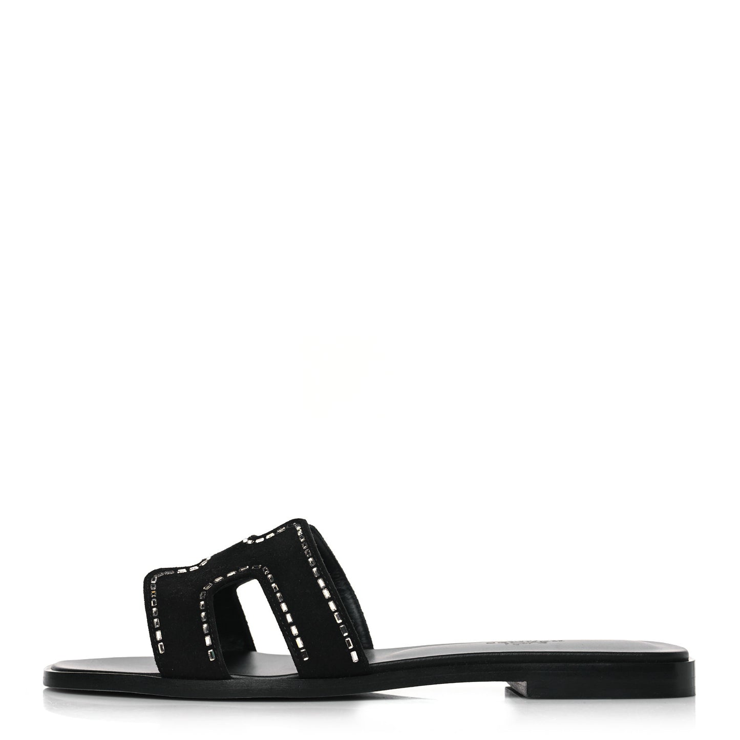 Suede Goatskin Crystal Embellished Oran Sandals 38.5 Black