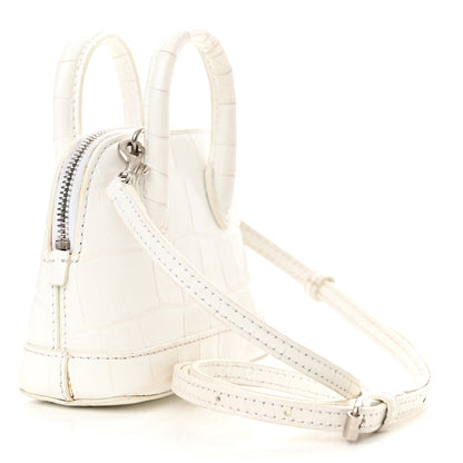 Balenciaga Calfskin Logo Crocodile Embossed Mini Ville Top Handle Bag White Black 3 of 18