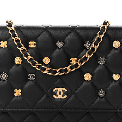 Chanel Lambskin Quilted All About Chanel Charm Wallet On Chain WOC Black 9 of 12