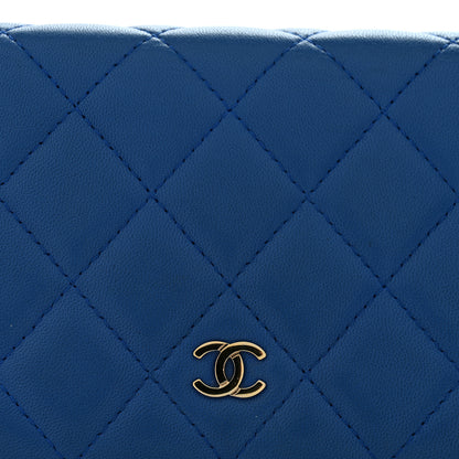Chanel Lambskin Quilted Wallet On Chain WOC Blue 13 of 14