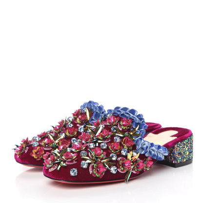 Christian Louboutin Velvet Glitter Babouchkaflor 35 Mule 36 Figue 3 of 9