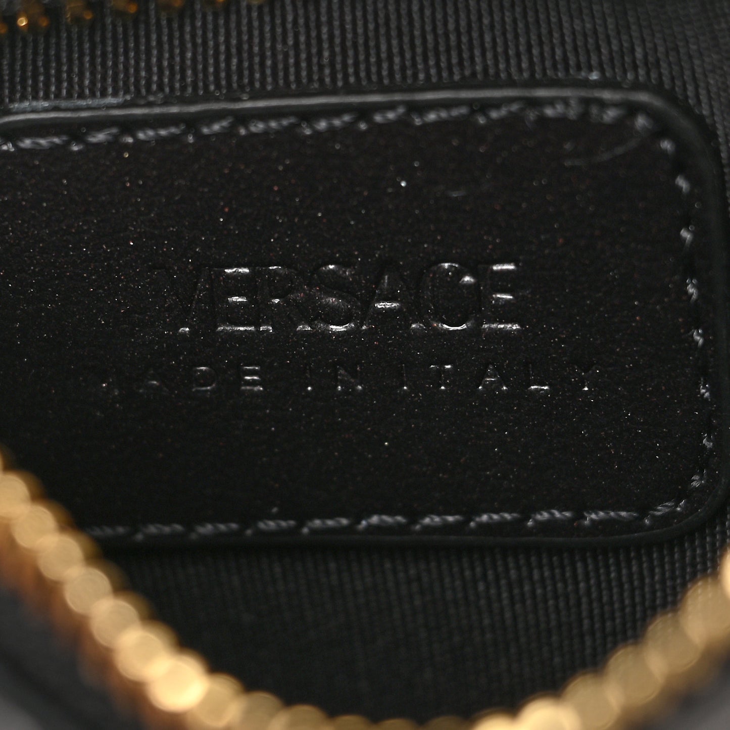 Calfskin Logo Medusa Lanyard Wallet Black