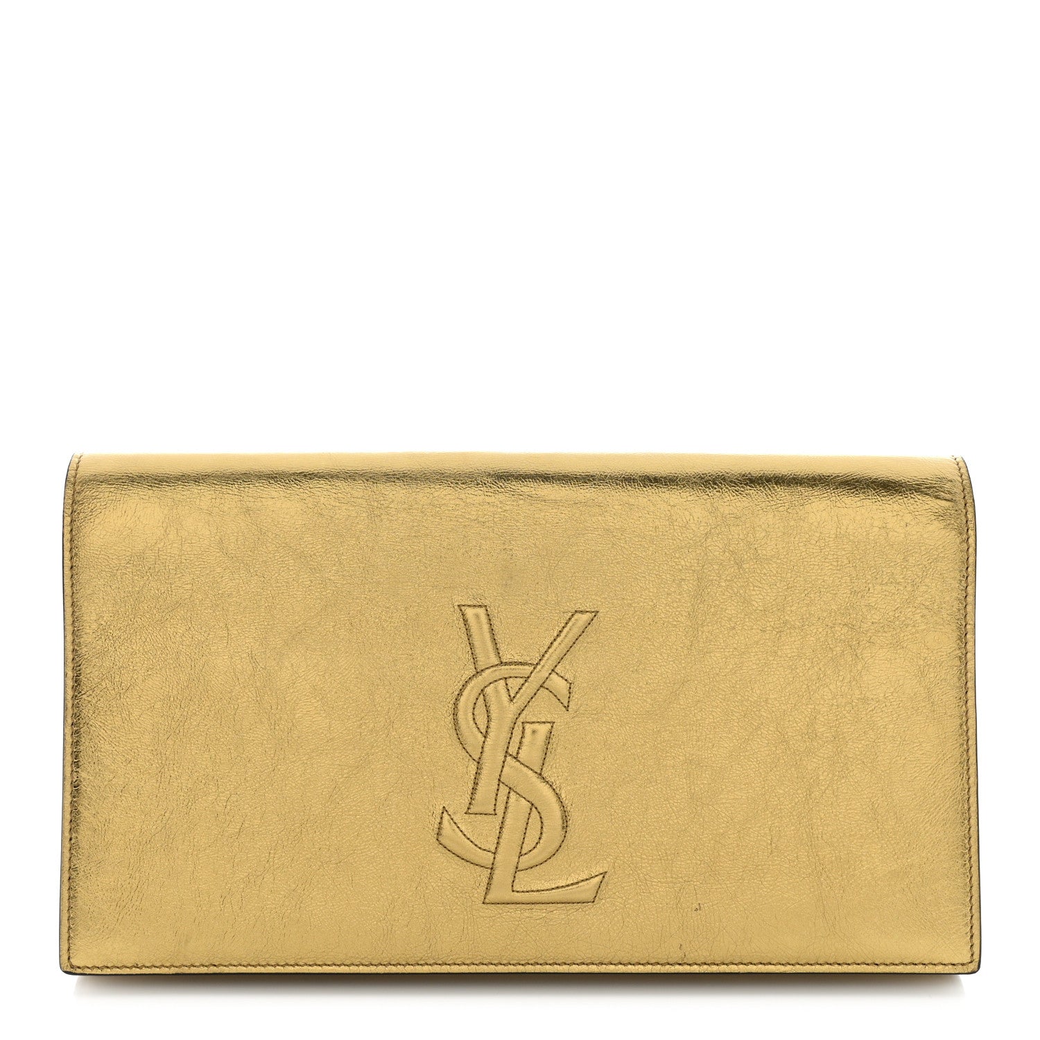 Saint Laurent Metallic Calfskin Monogram Large Belle De Jour Clutch Gold 1 of 8