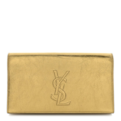 Saint Laurent Metallic Calfskin Monogram Large Belle De Jour Clutch Gold 1 of 8