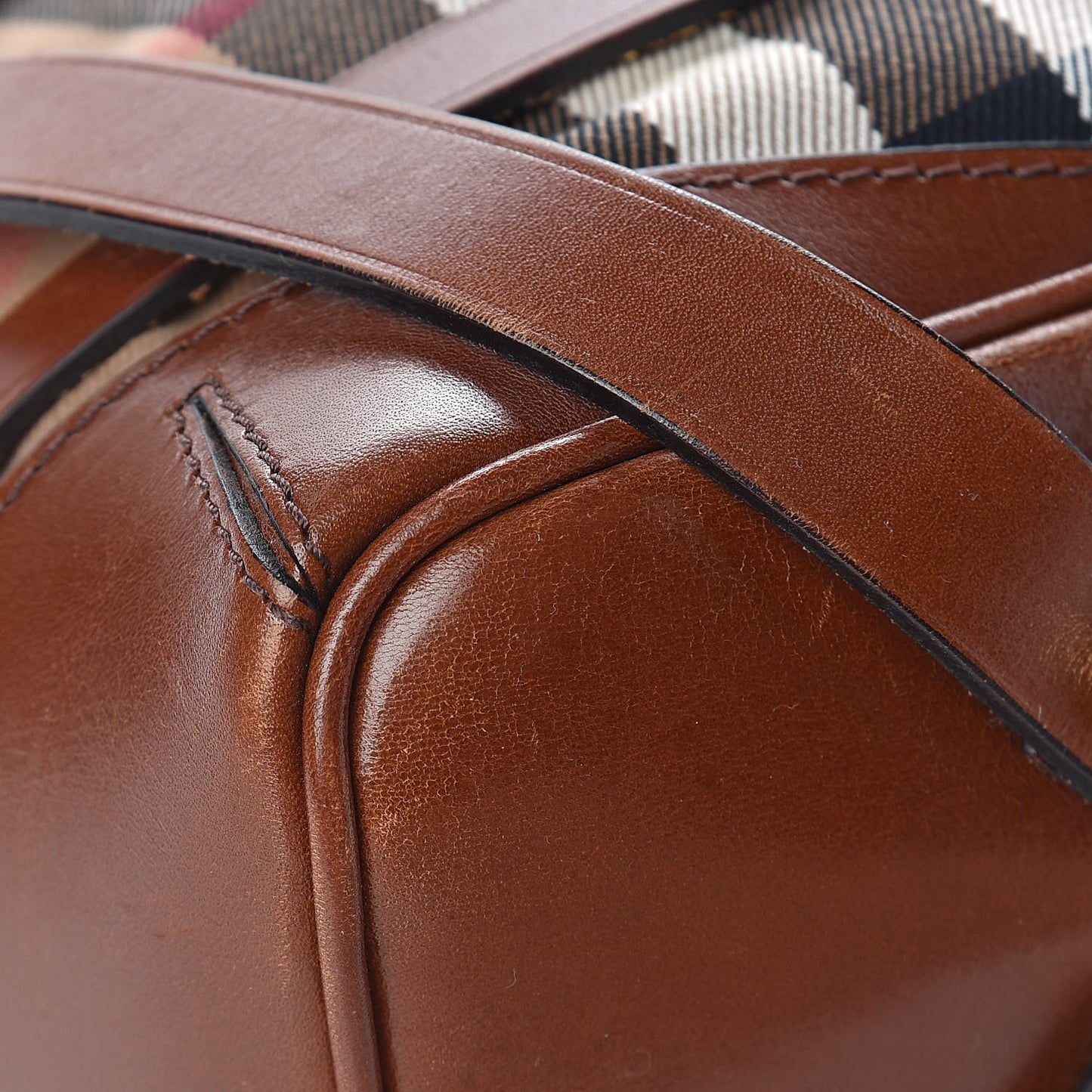 House Check Bridle Calfskin Medium Gosford Hobo Dark Tan