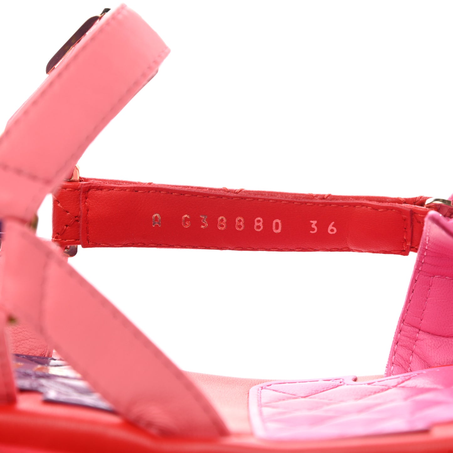 Lambskin Logo Platform Sandals 36 Red Purple Orange