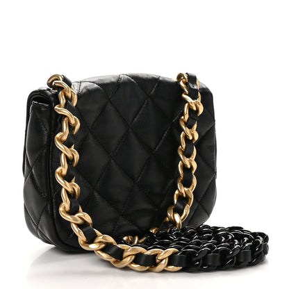 Chanel Lambskin Quilted Mini Lacquered Chain Flap Black 3 of 11