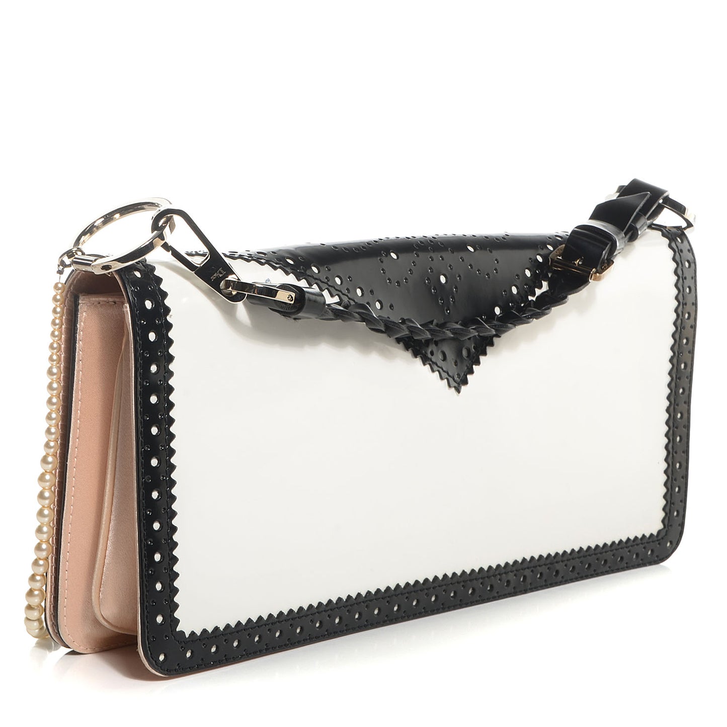 D'Trick Fox Fur Pearls Bag Black White