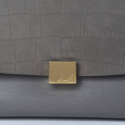 Celine Crocodile Embossed Calfskin Suede Large Trapeze Grey 16 of 16