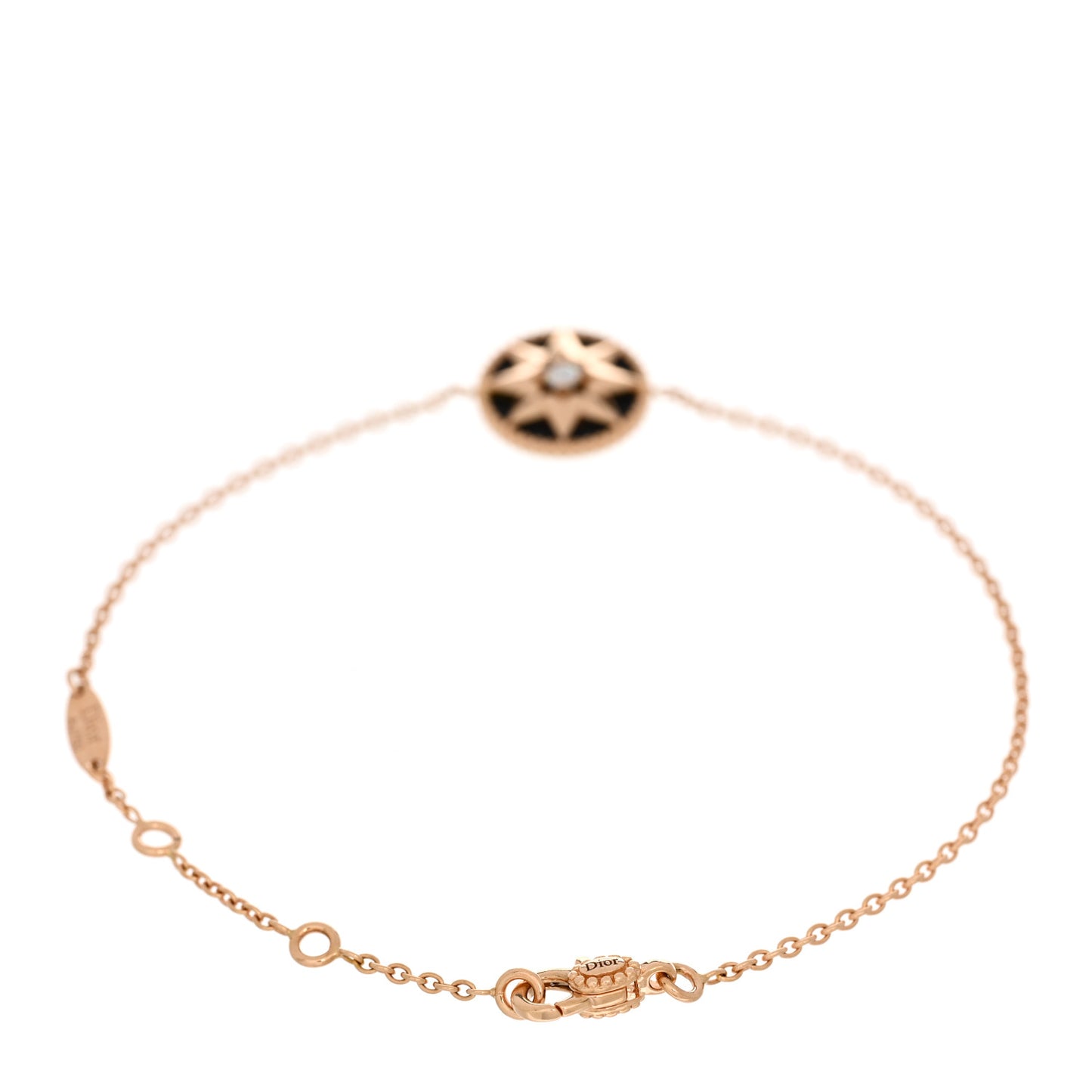 18K Rose Gold Diamond Black Onyx Rose Des Vents Bracelet