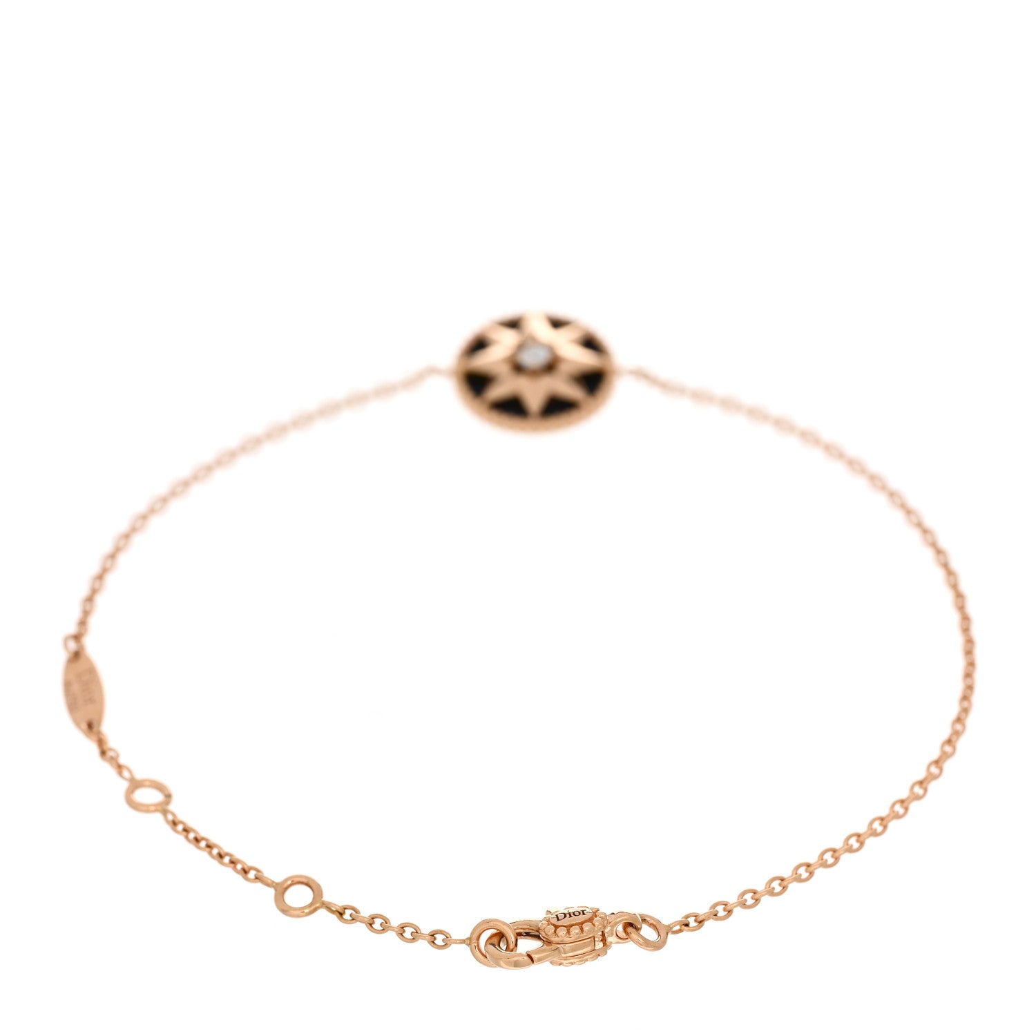 Christian Dior 18K Rose Gold Diamond Black Onyx Rose Des Vents Bracelet 2 of 3