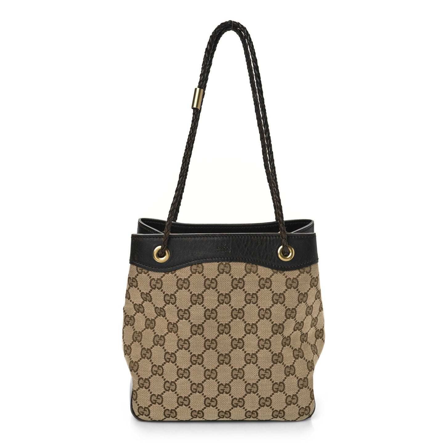 Monogram Woven Handle Tote Brown